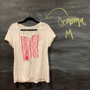 White and pink Sonoma embroidered shirt